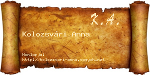 Kolozsvári Anna névjegykártya