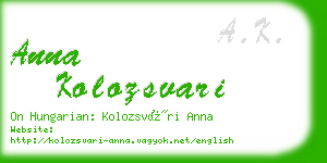 anna kolozsvari business card